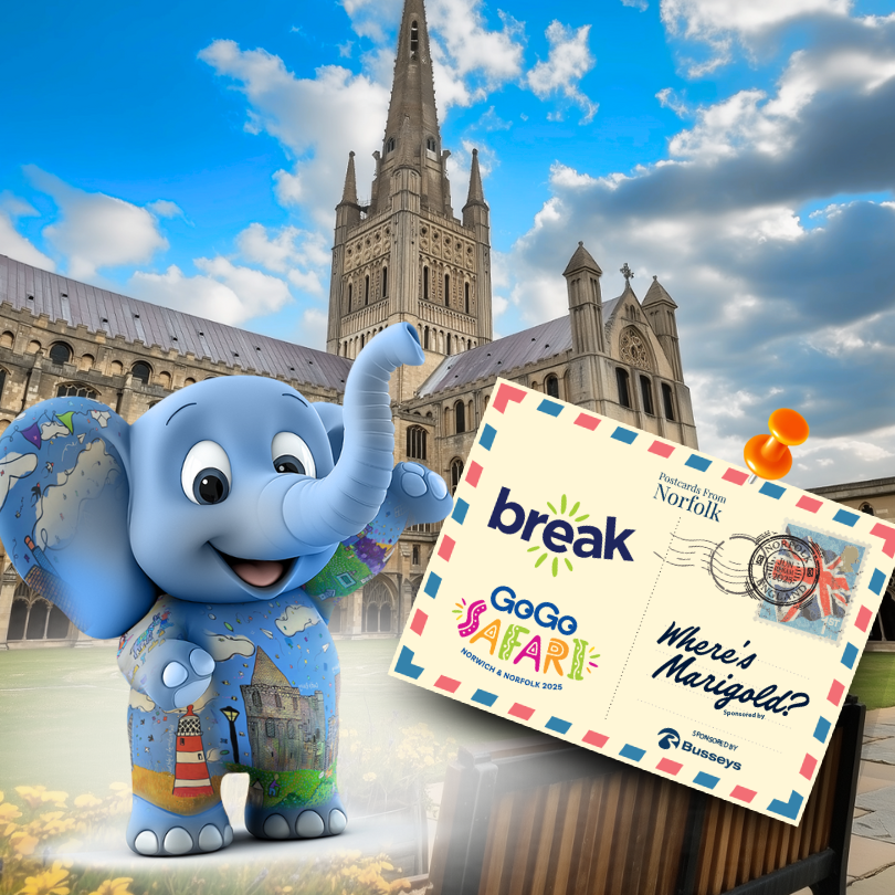 marigolds adventure postcard and logo